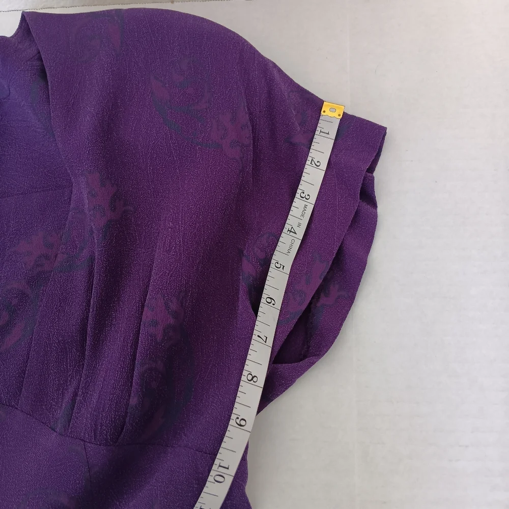 Carole Little Purple Straight Line Cap Sleeve Square Neck Dress VTG US Size 6‎